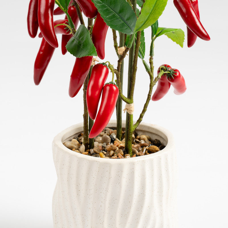 49cm Artificial Chilli Plant in Ceramic Pot